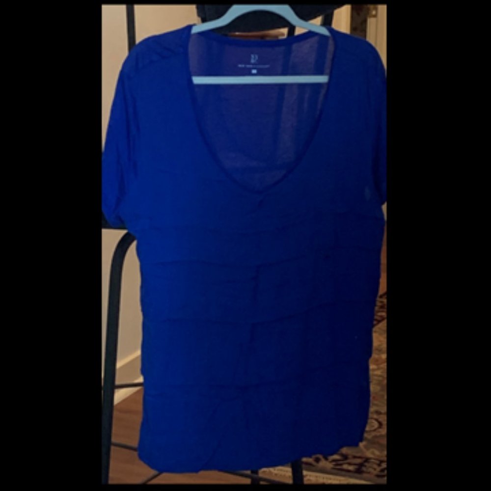 NY & Co - Cobalt Blue, V-Neck, Short Sleeve Blouse - XL NWT